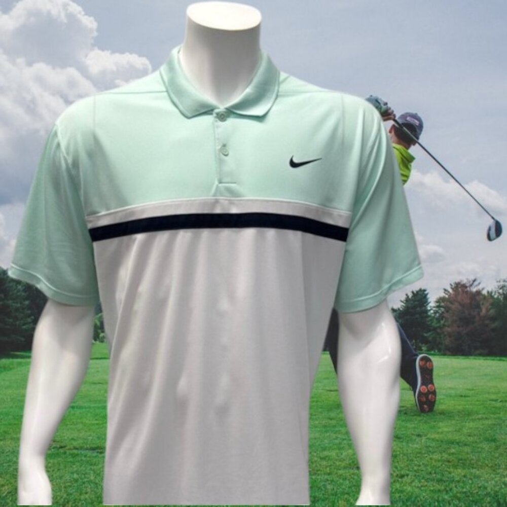 Nike Golf Dri-Fit Performance Mint Green-White Men's Golf Polo Shirt Size XL